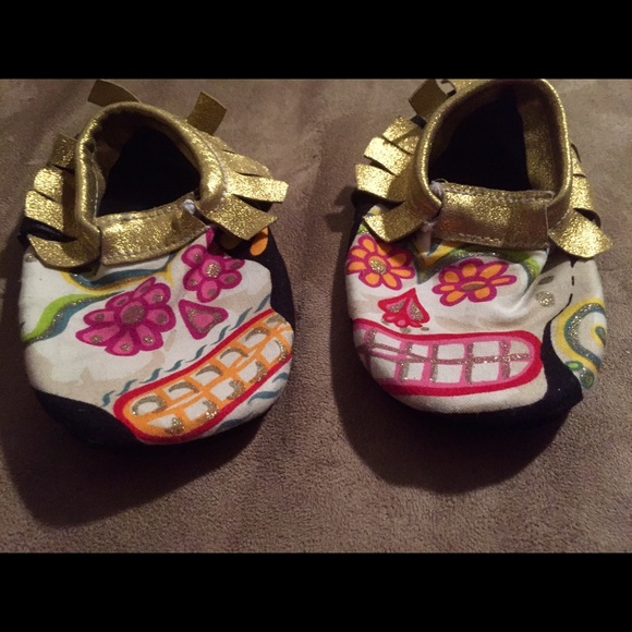 VGUC 7 8 Halloween Day of Dead Leather Moccasins - Picture 2 of 5